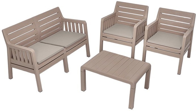 Loungegruppe Lara mit 2-Sitzer-Sofa, 2 Sesseln und Tisch - Cappuccino Loungegruppe Lara mit 2-Sitzer-Sofa, 2 Sesseln und Tisch - Cappuccino