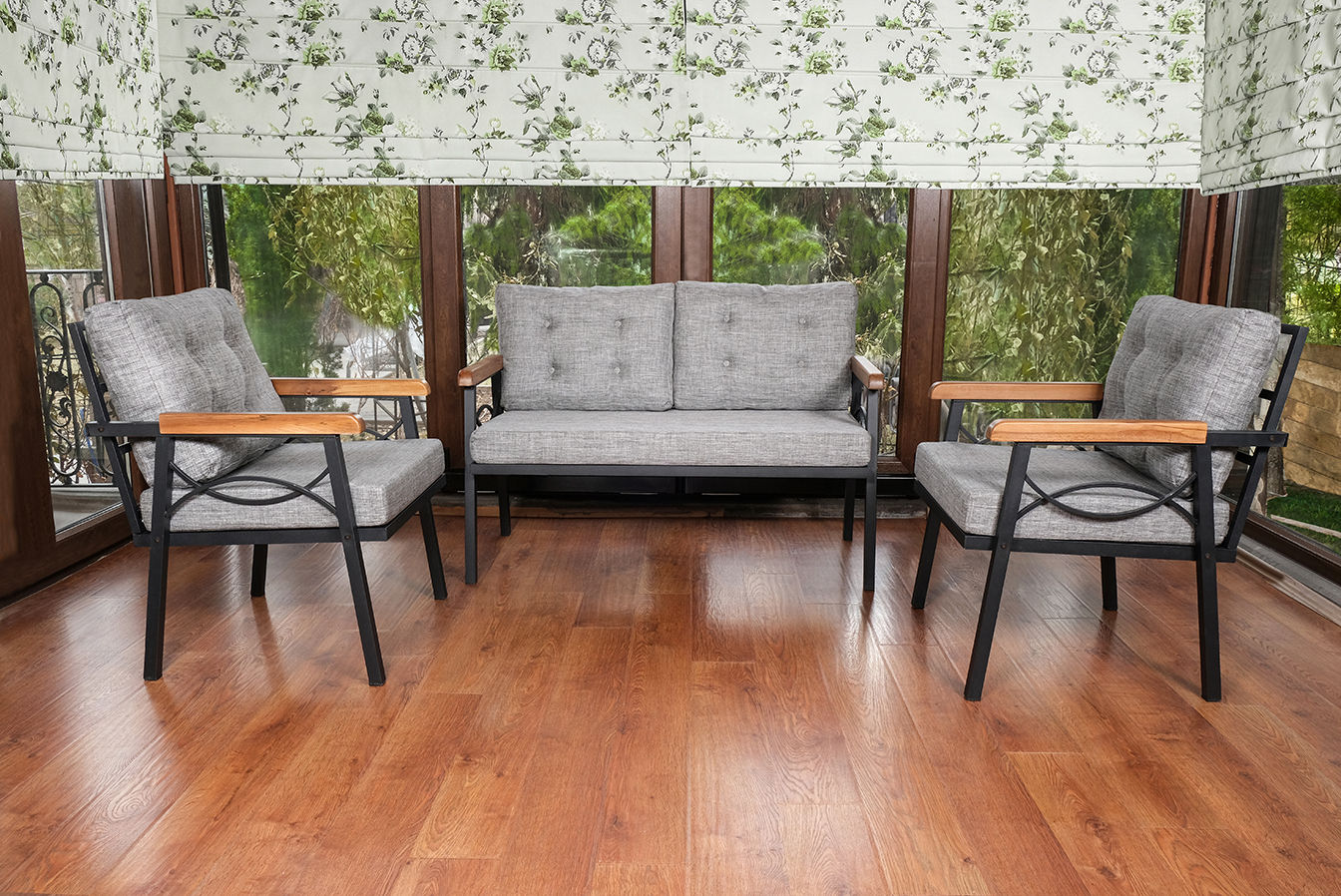 Damla Gartenm�bel 2 - Schwarz/Grau + Textilpflege f�r M�bel