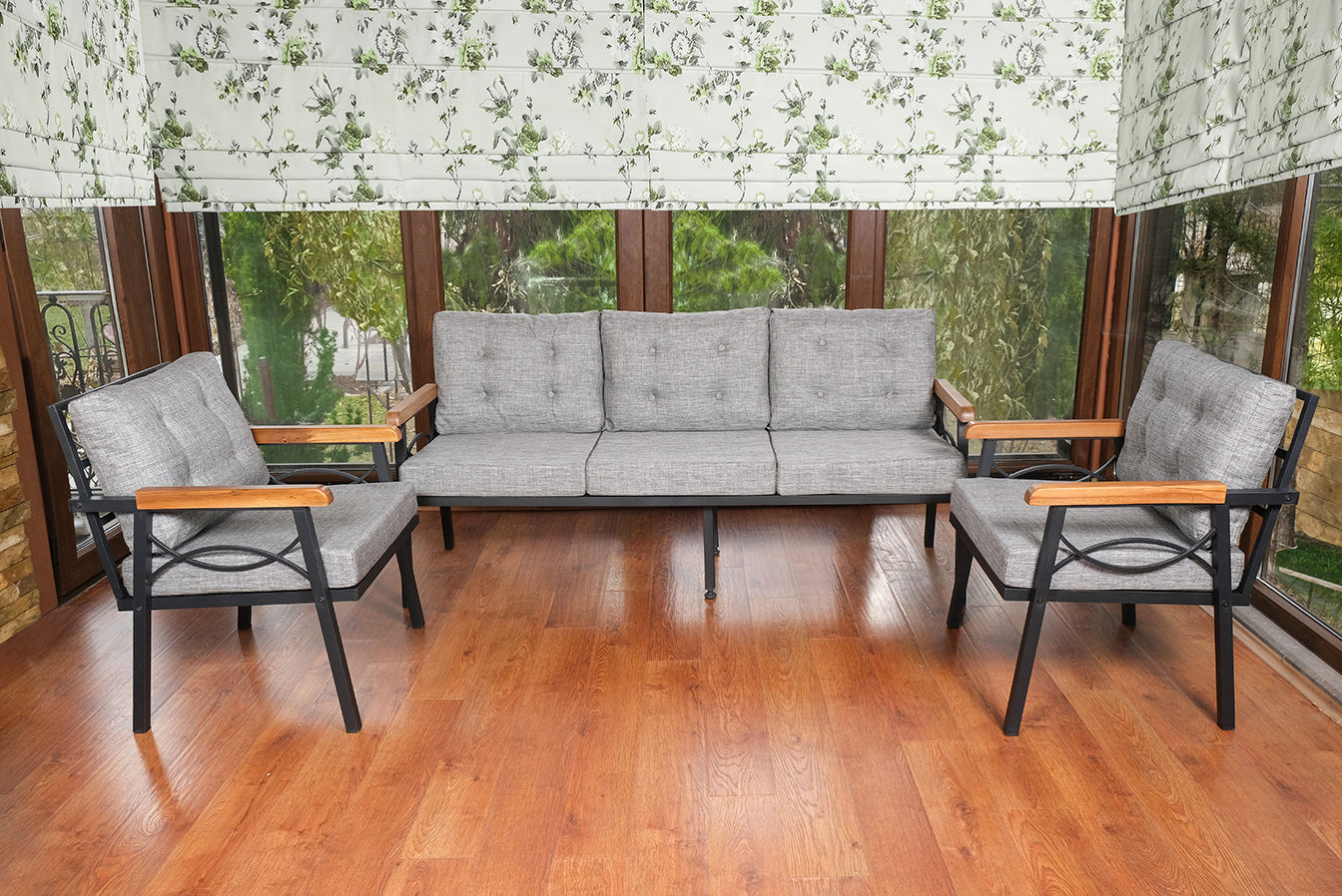 Damla Gartenm�bel 3 - Schwarz/Grau + M�belreinigung