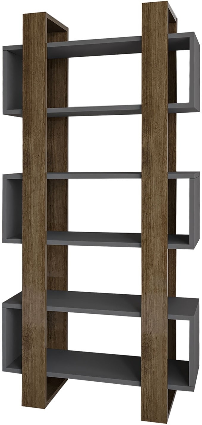 Milano B�cherregal - Walnuss/Anthrazit