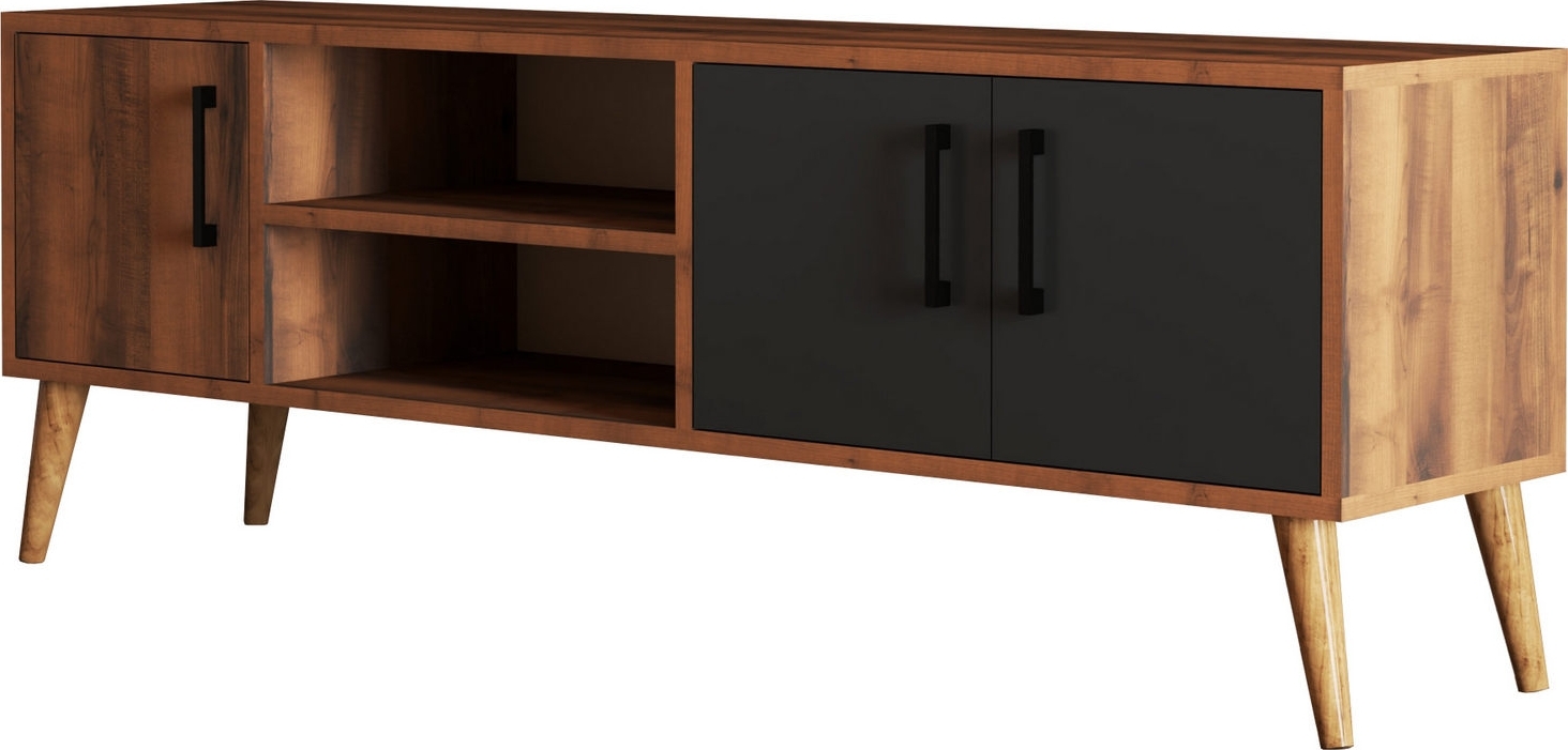 Exxen Medienbank 150 cm - Walnuss/Anthrazit