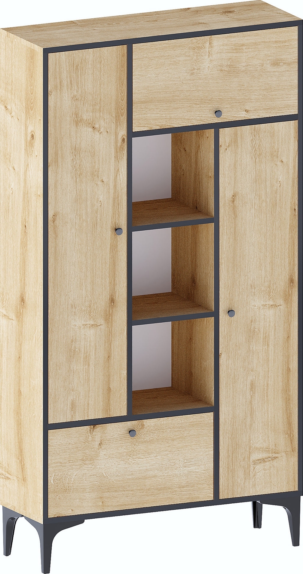 Schrank Pera - Eiche Saphir/schwarz