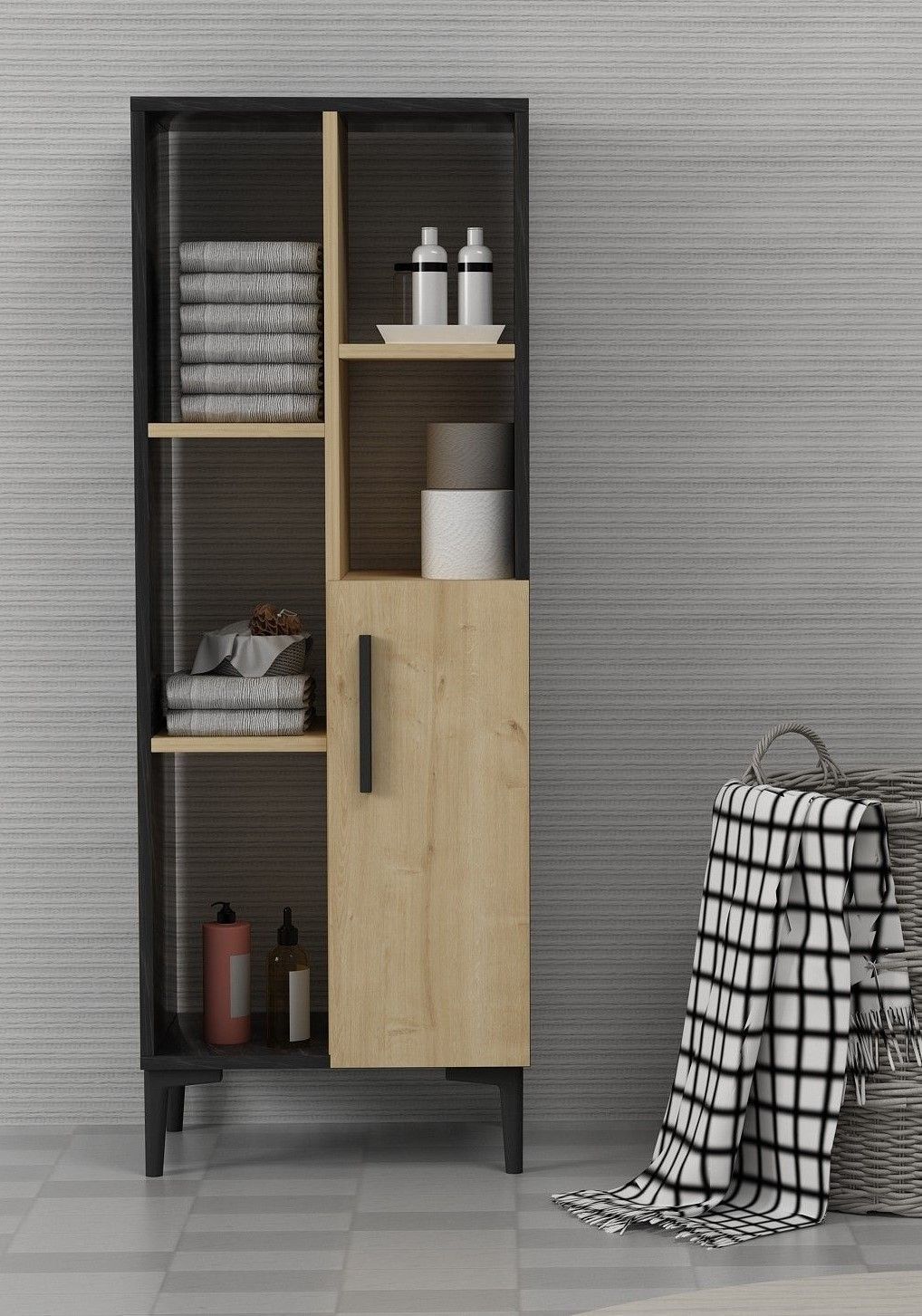 Ephesus Schrank - Saphir/Eiche/Schwarz Ephesus Schrank - Saphir/Eiche/Schwarz