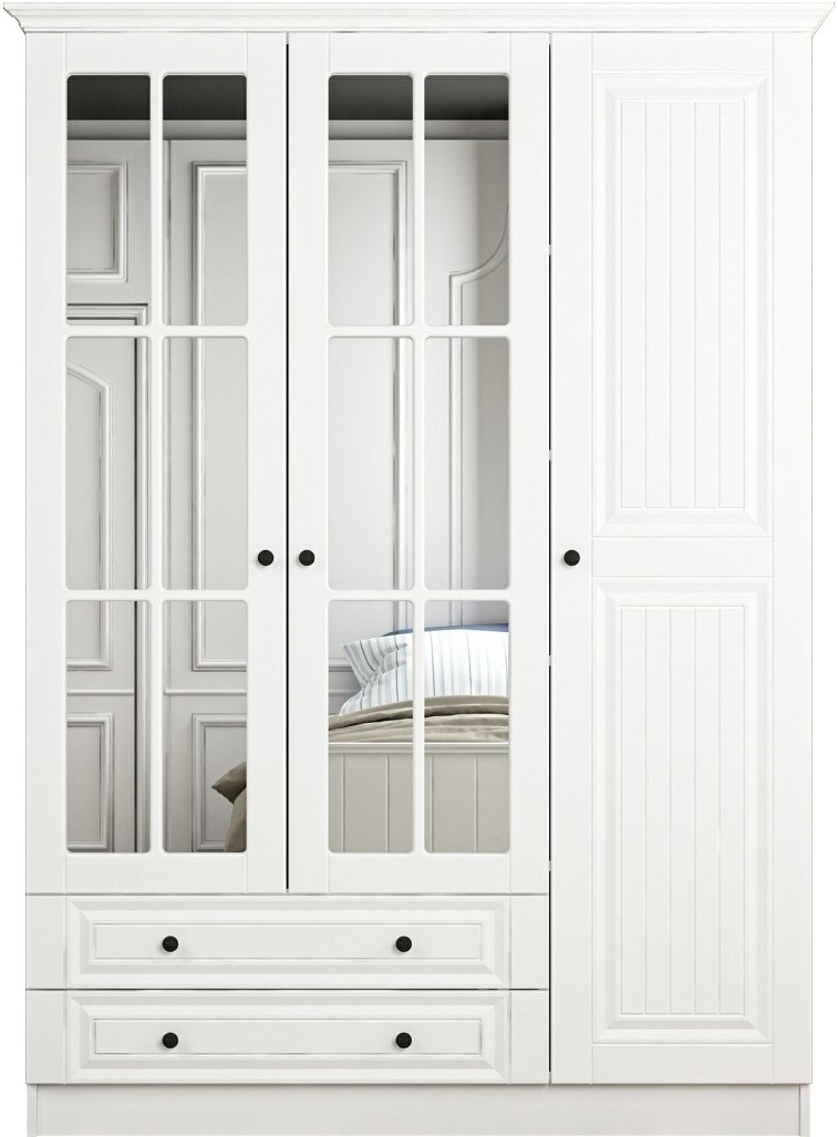 Capeto Kleiderschrank mit Spiegelt�ren, 135 cm - Wei�