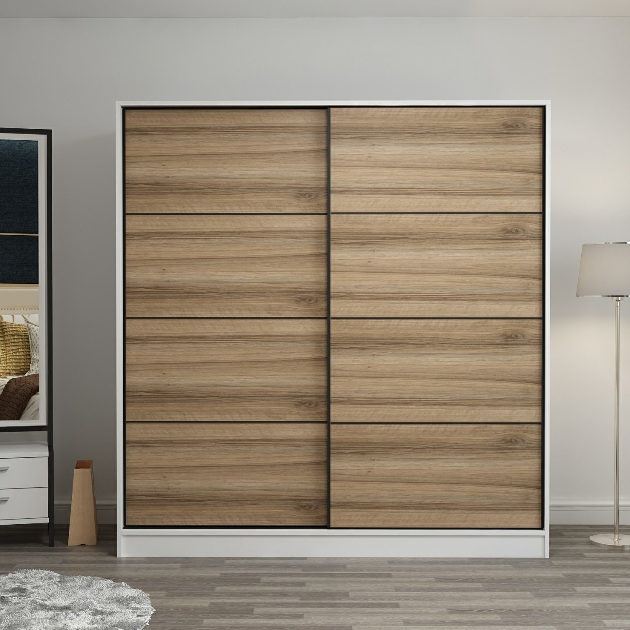 Kapusta Kleiderschrank 220x52x210 cm - Wei�/Braun