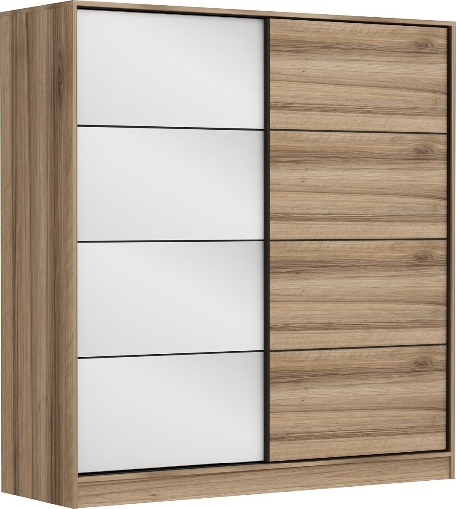 Kapusta Kleiderschrank 220x52x210 cm, Variante B - Braun/Wei�/Braun