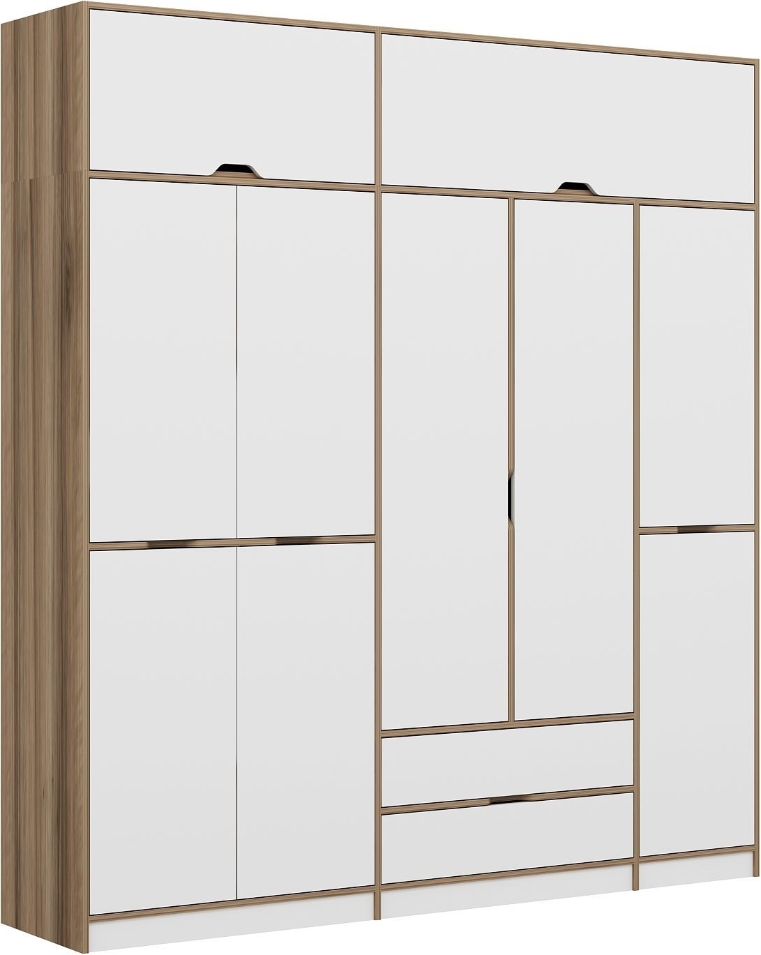 Elina Kleiderschrank 232 x 52 x 253 cm - Wei�/Braun