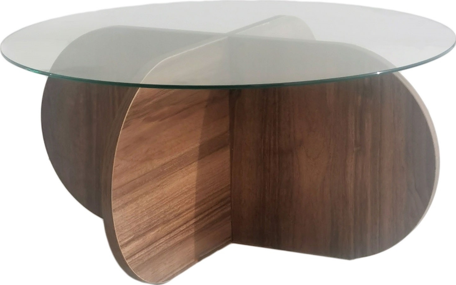 Couchtisch aus Walnuss mit Glasplatte + M�belf��e