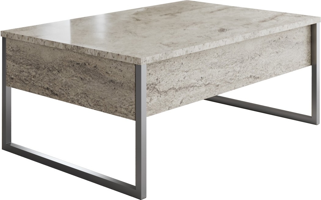 Lux Couchtisch 90 x 60 cm - Travertin/Silber Lux Couchtisch 90 x 60 cm - Travertin/Silber