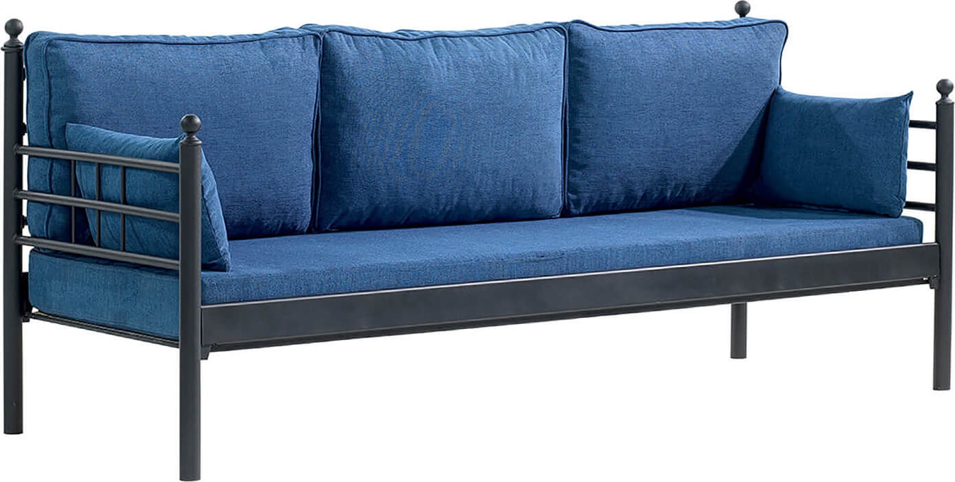 Manyas 3-Sitzer Outdoor-Sofa - Schwarz/Blau + M�belreinigung