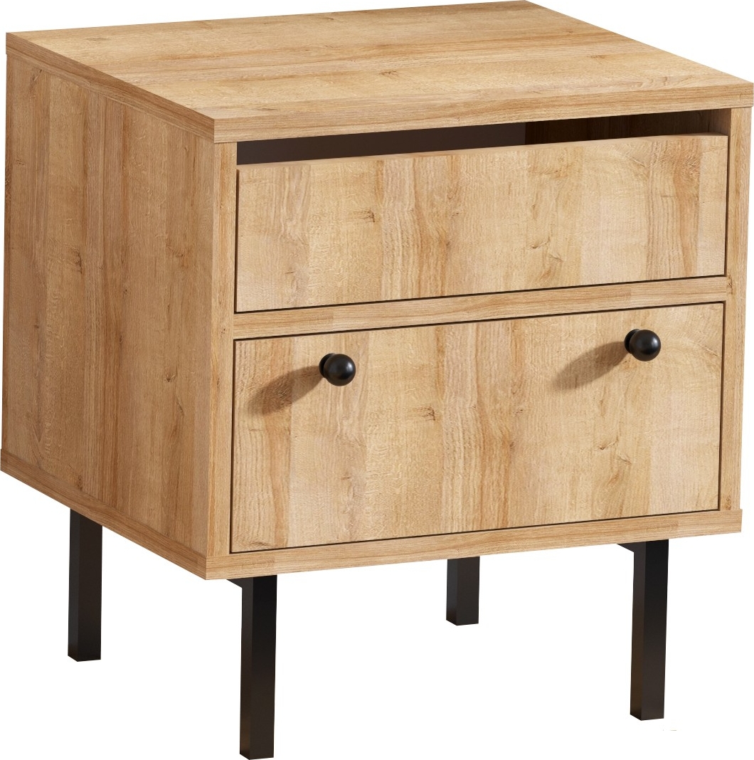 Pedro Nachttisch - Eiche/Schwarz