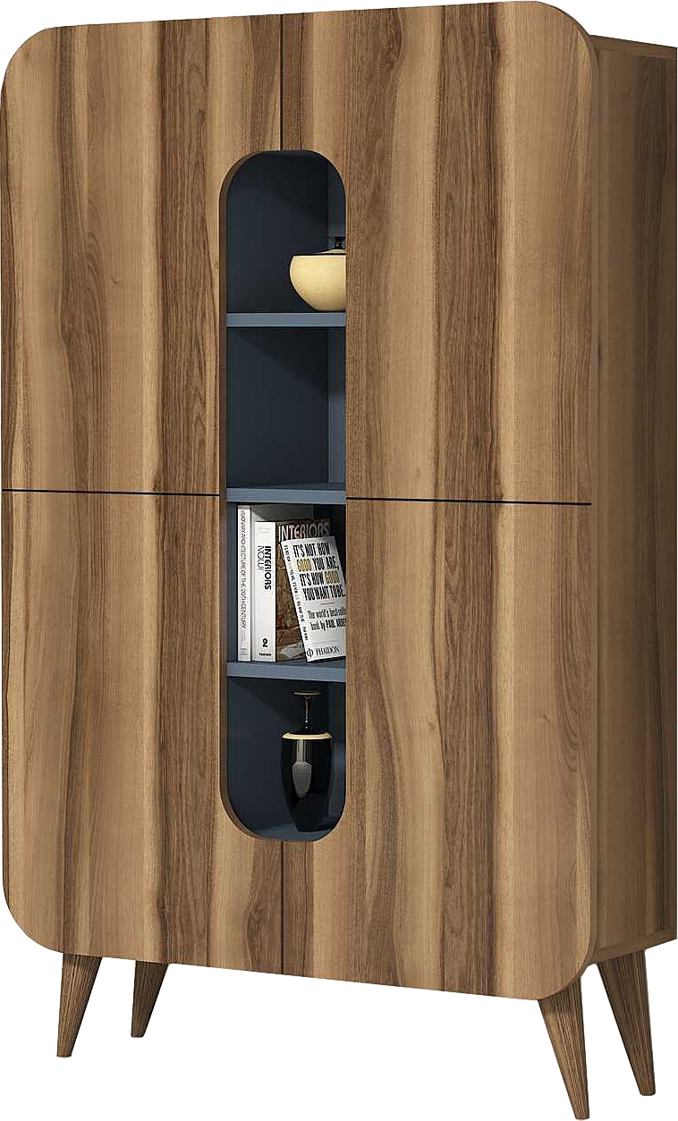 Minenschrank - Nussbaum/blau