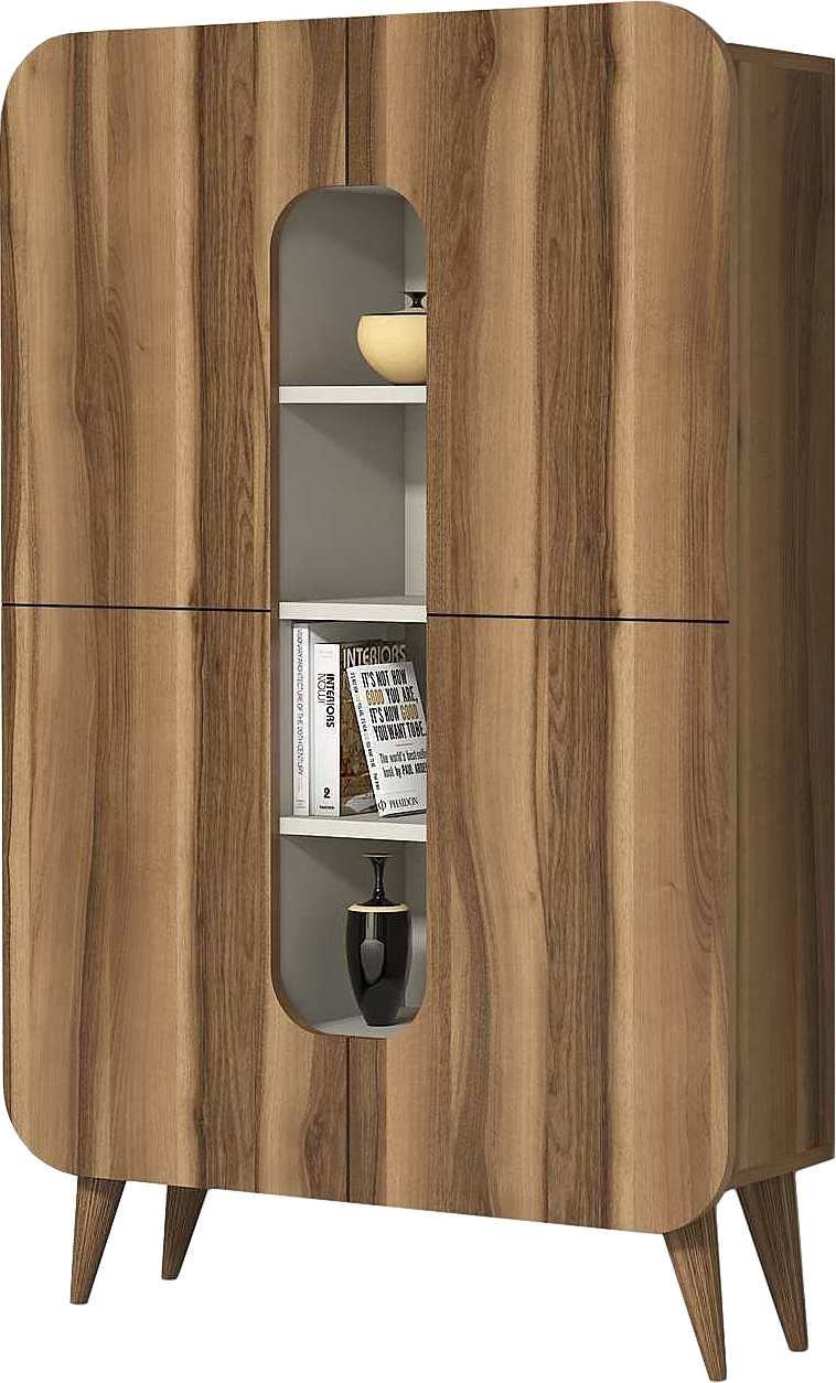 Minenschrank - Nussbaum/cremewei�