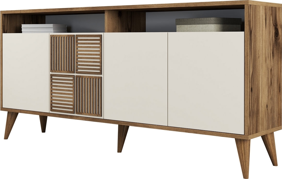 Milan Sideboard 160 cm - Nussbaum/cremewei�
