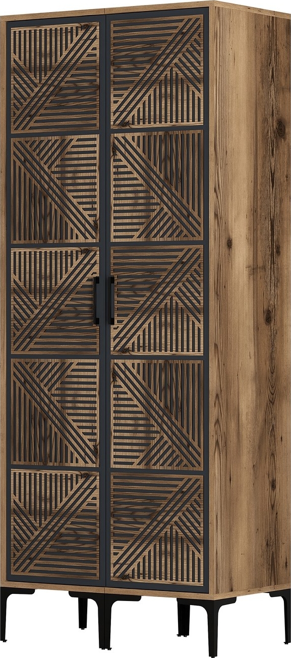 Kumsal Kleiderschrank 5 Walnuss/Anthrazit