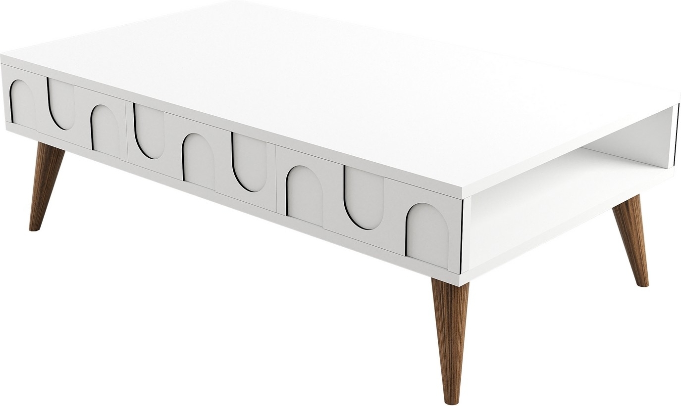 Lyon Couchtisch 105 x 60 cm - Wei�/Walnuss