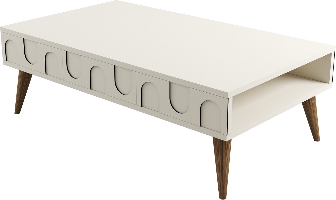 Lyon Couchtisch 105 x 60 cm - Creme/Walnuss