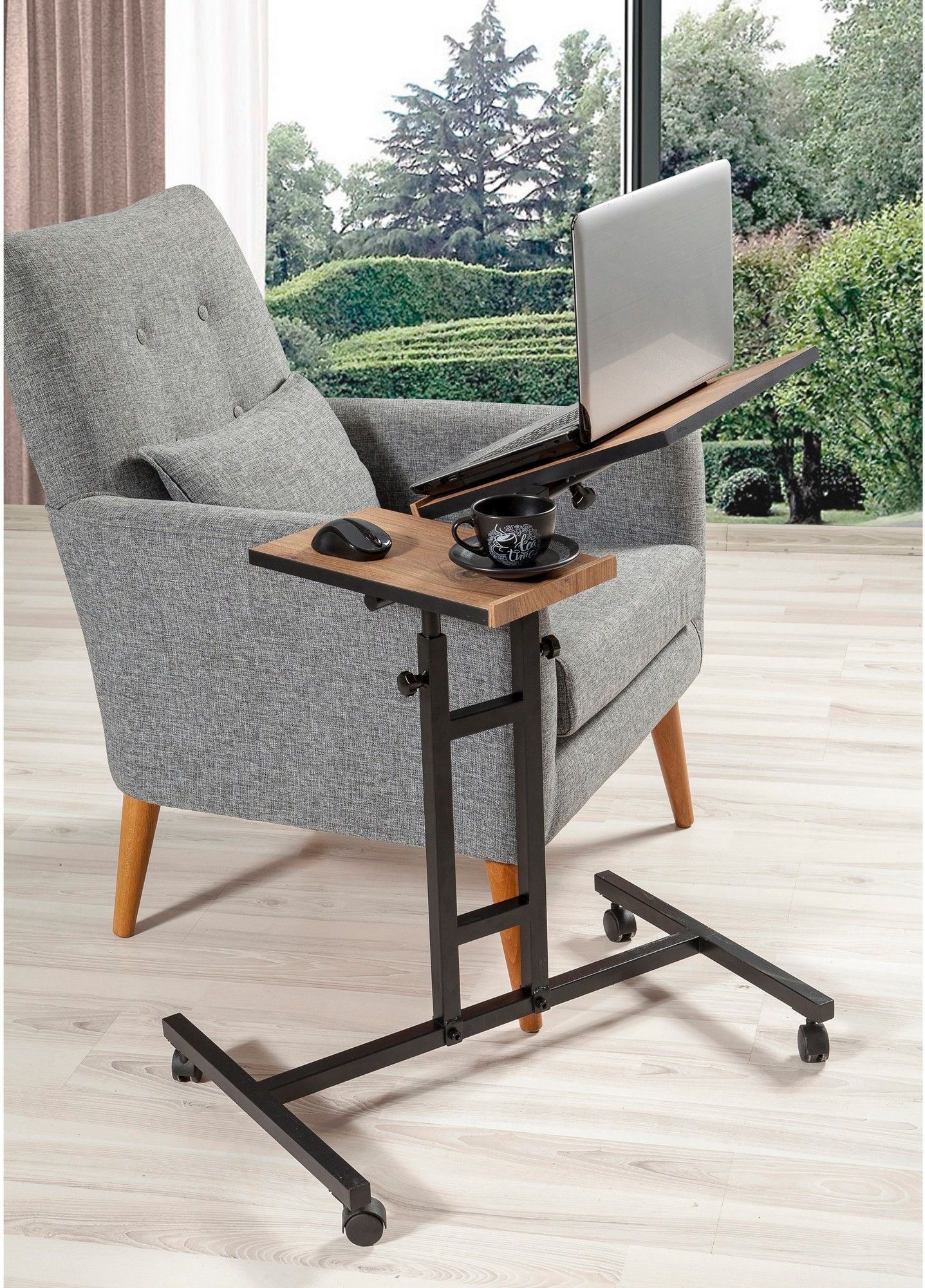 Glen Laptoptisch 67x45,5 cm - Kiefer/schwarz (auf Rollen)