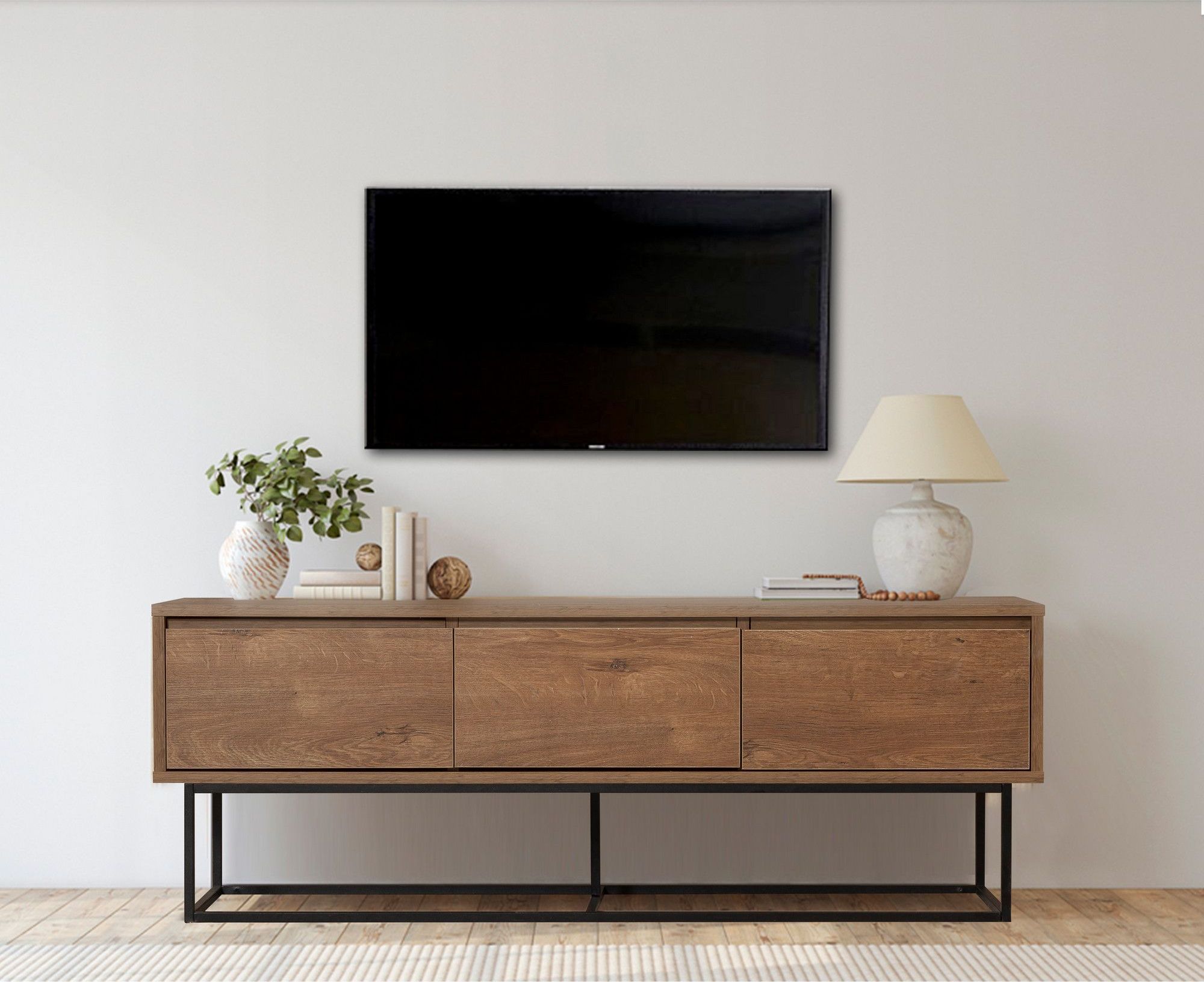 TV-Bank Milo in Nussbaum - 140 cm
