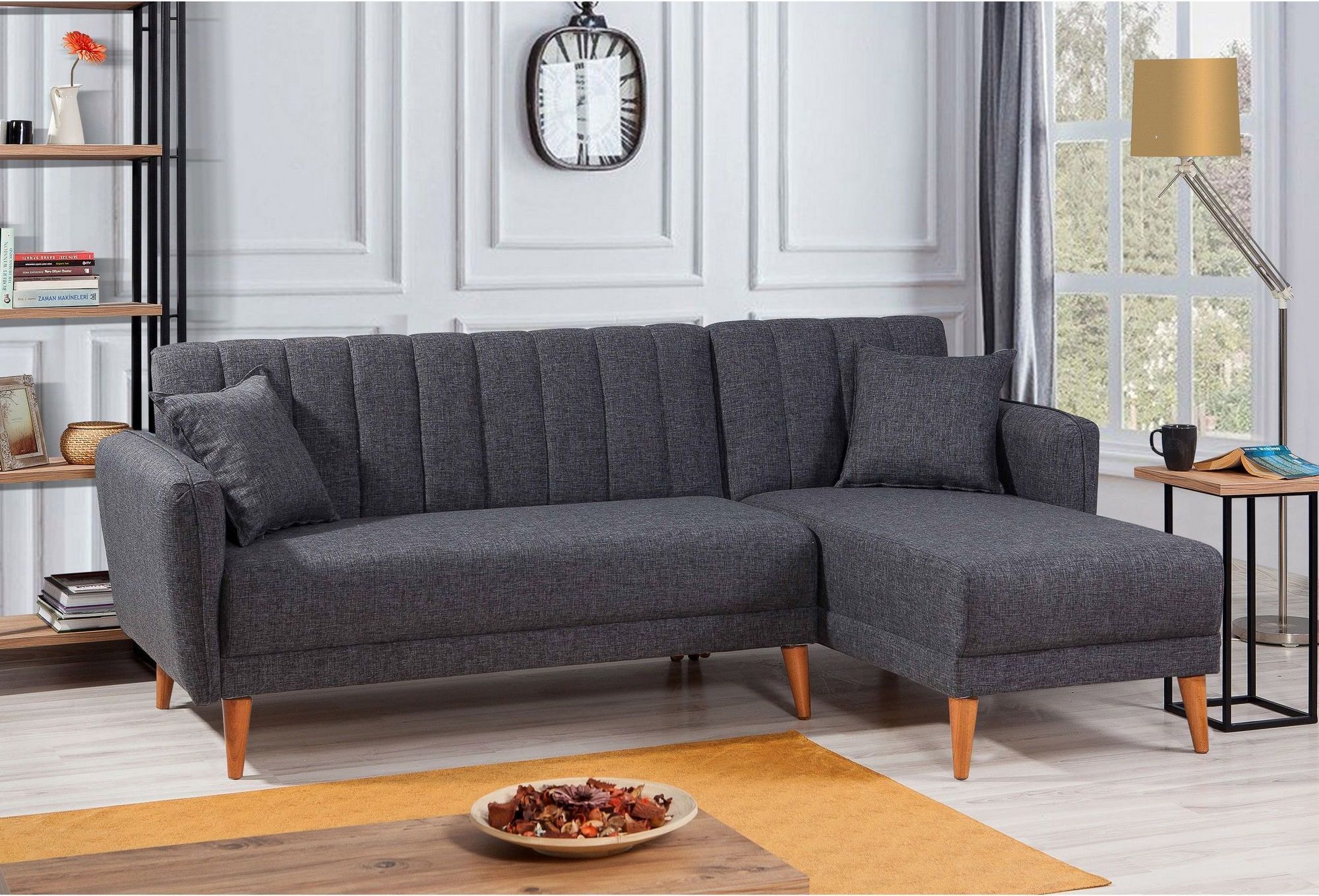 Schlafsofa Aqua Rechts - Dunkelgrau