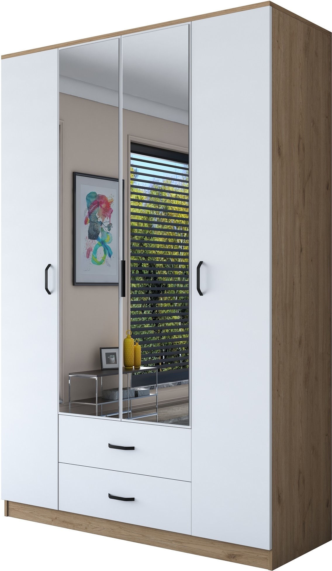 Bardo Kleiderschrank 140 x 51,5 x 210 cm - Walnuss/Weiß Bardo Kleiderschrank 140 x 51,5 x 210 cm - Walnuss/Weiß