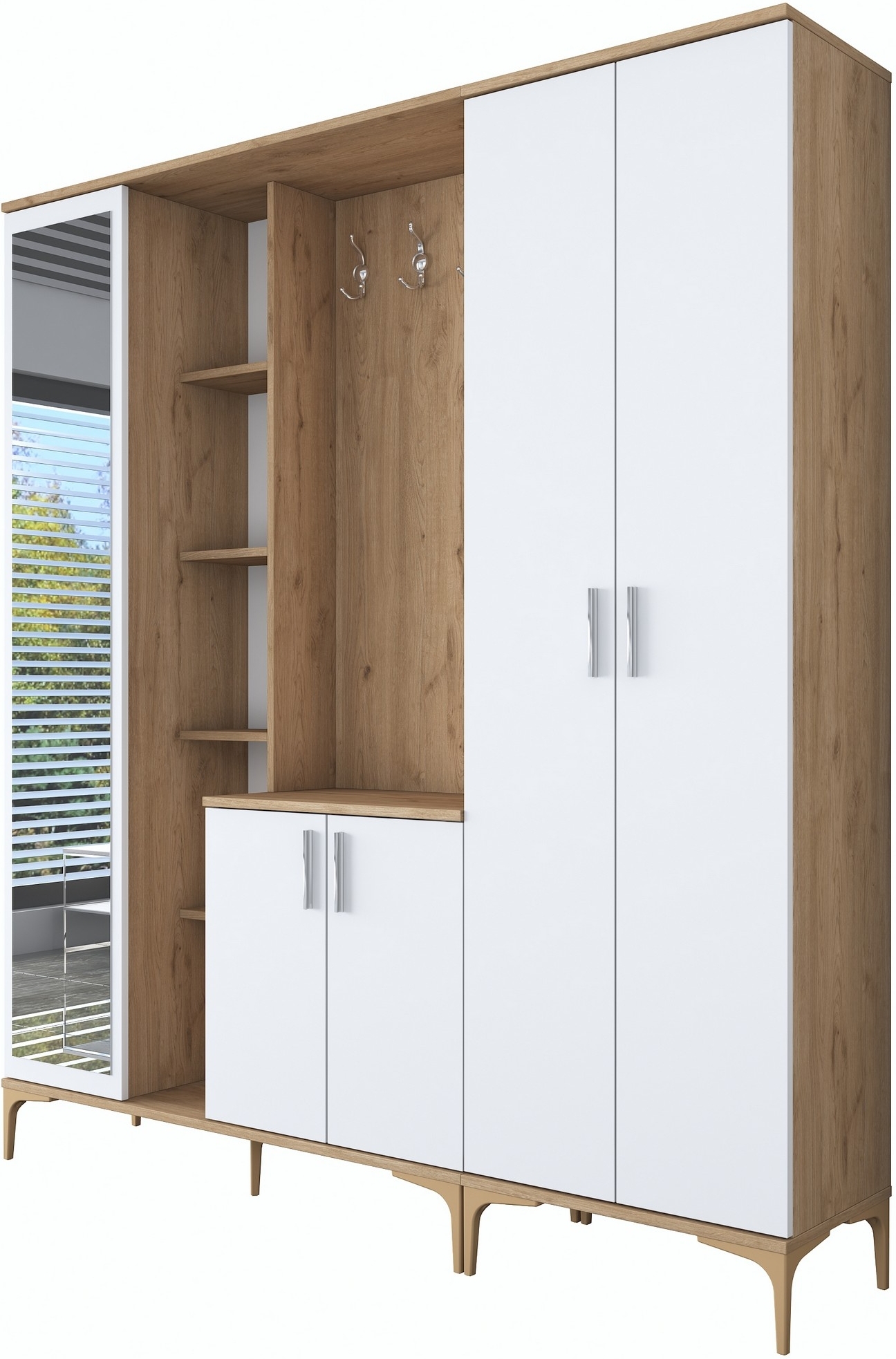 Esa Dielenm�bel 180 x 37,5 x 198,6 cm Variante A - Walnuss/Wei�