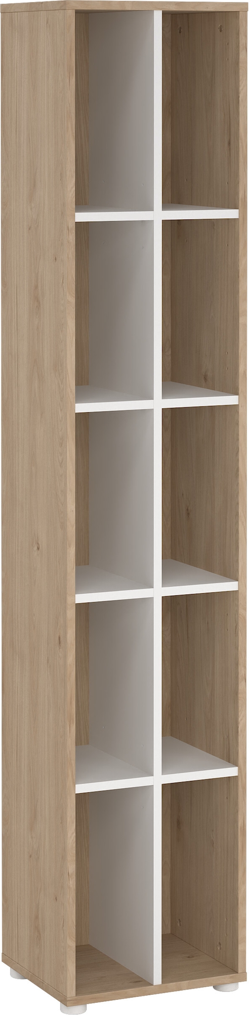 Schilder-B�cherregal mit Trennwand - Wei�/Hickory