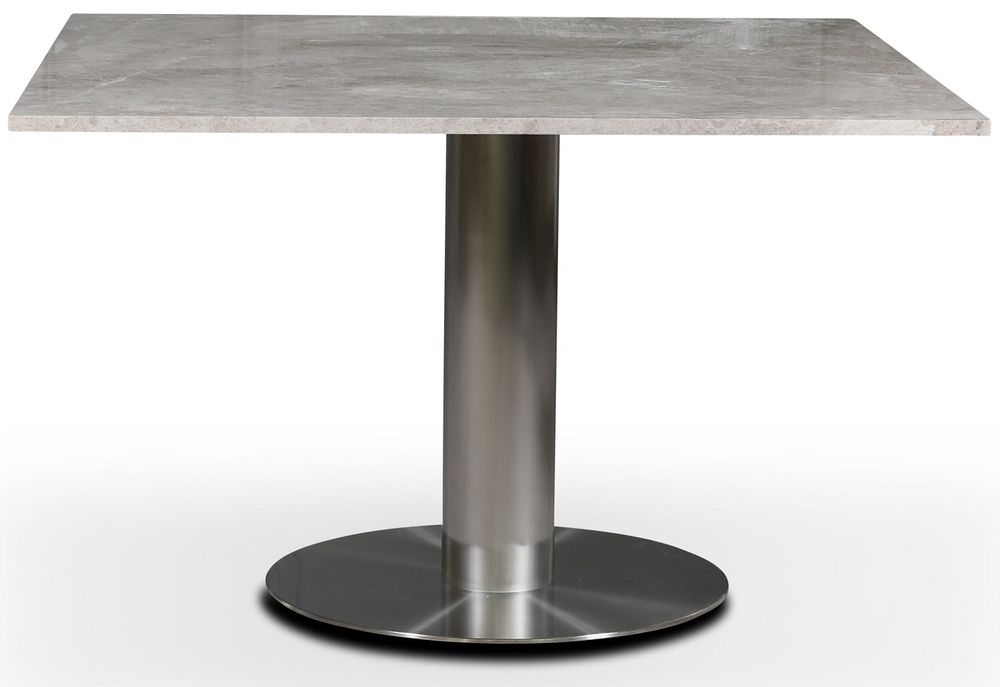 SOHO Esstisch 120x120 cm - Gebürstetes Aluminium / graubeiger Marmor SOHO Esstisch 120x120 cm - Gebürstetes Aluminium / graubeiger Marmor