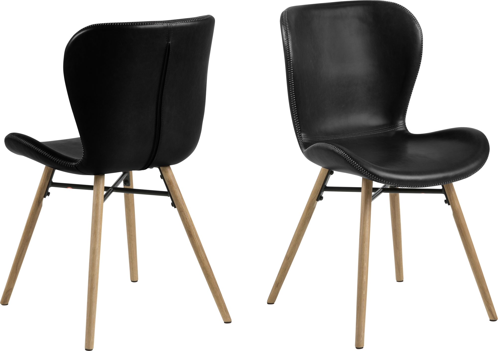 Batilda Esszimmerstuhl - Schwarzes PU/Eiche Batilda Esszimmerstuhl - Schwarzes PU/Eiche
