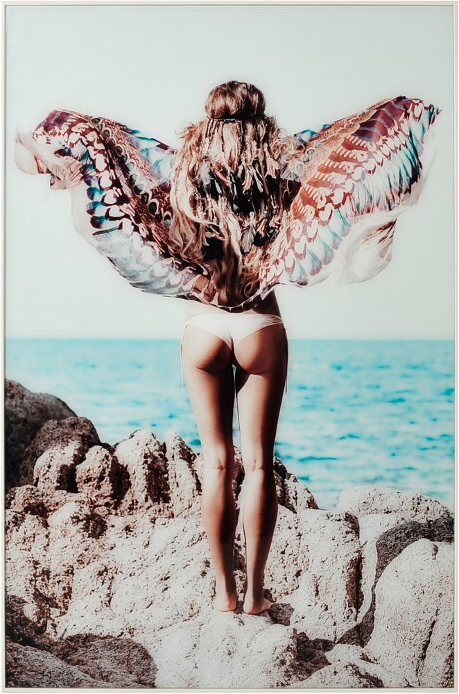 Glasmalerei - Frau mit Schal - 120x80 cm Glasmalerei - Frau mit Schal - 120x80 cm