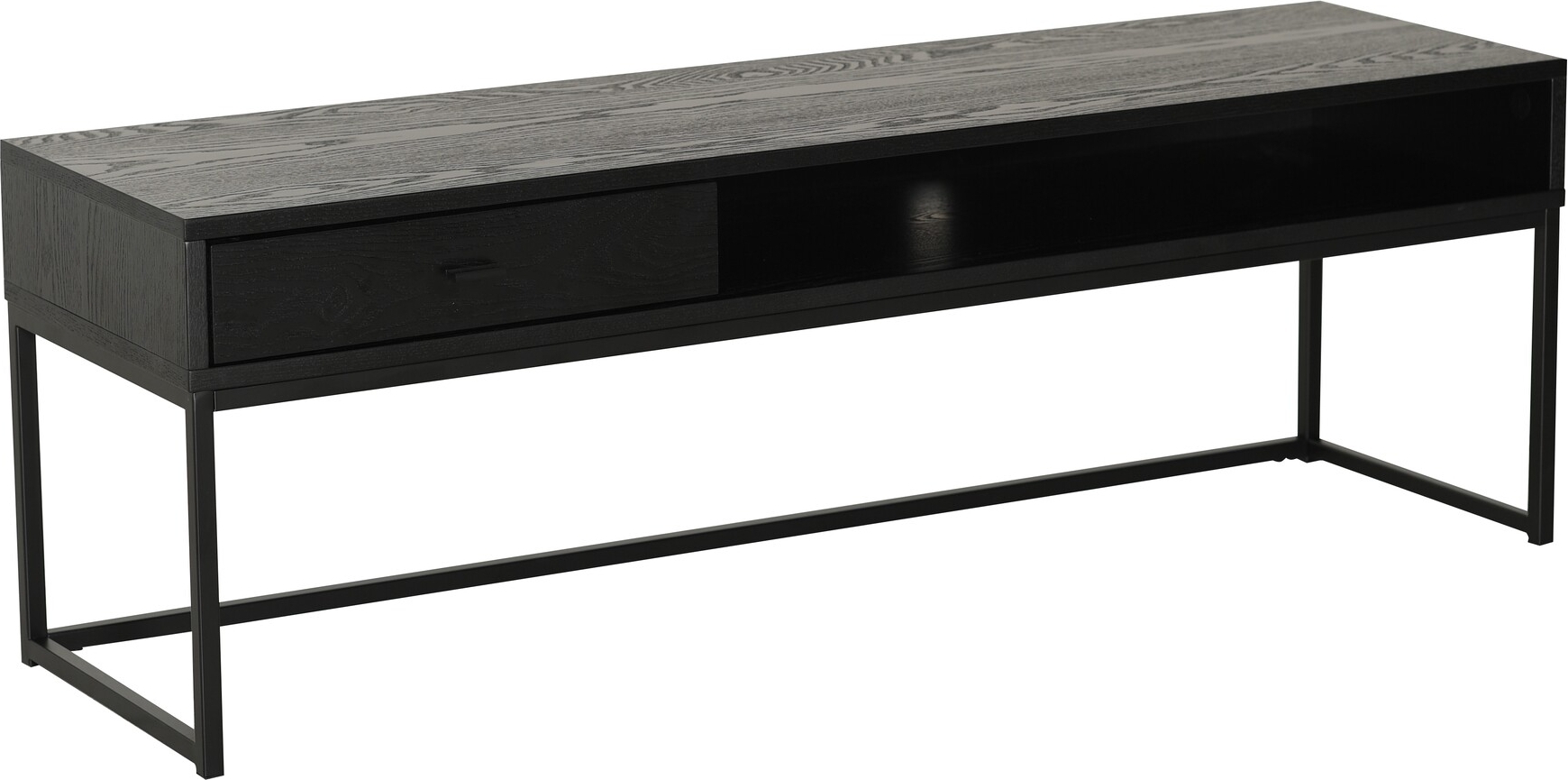 Regal-Medienbank - Schwarz lackiertes Eschenfurnier Regal-Medienbank - Schwarz lackiertes Eschenfurnier