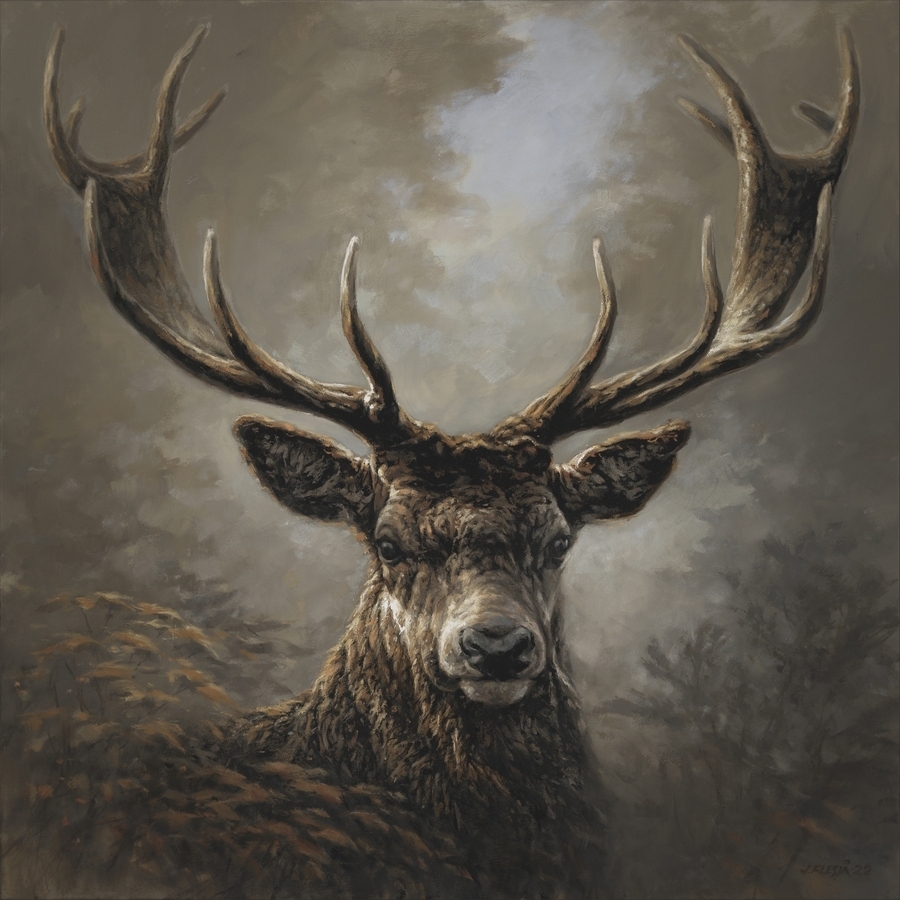 Druck - 80 x 80 cm - Hirsch