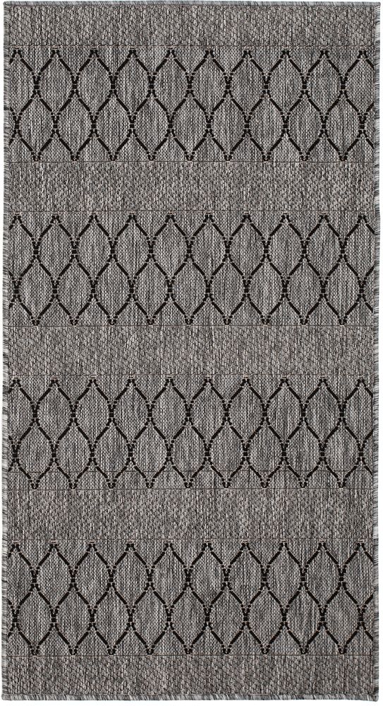 Flachgewebter Teppich Casey - Grau/Schwarz