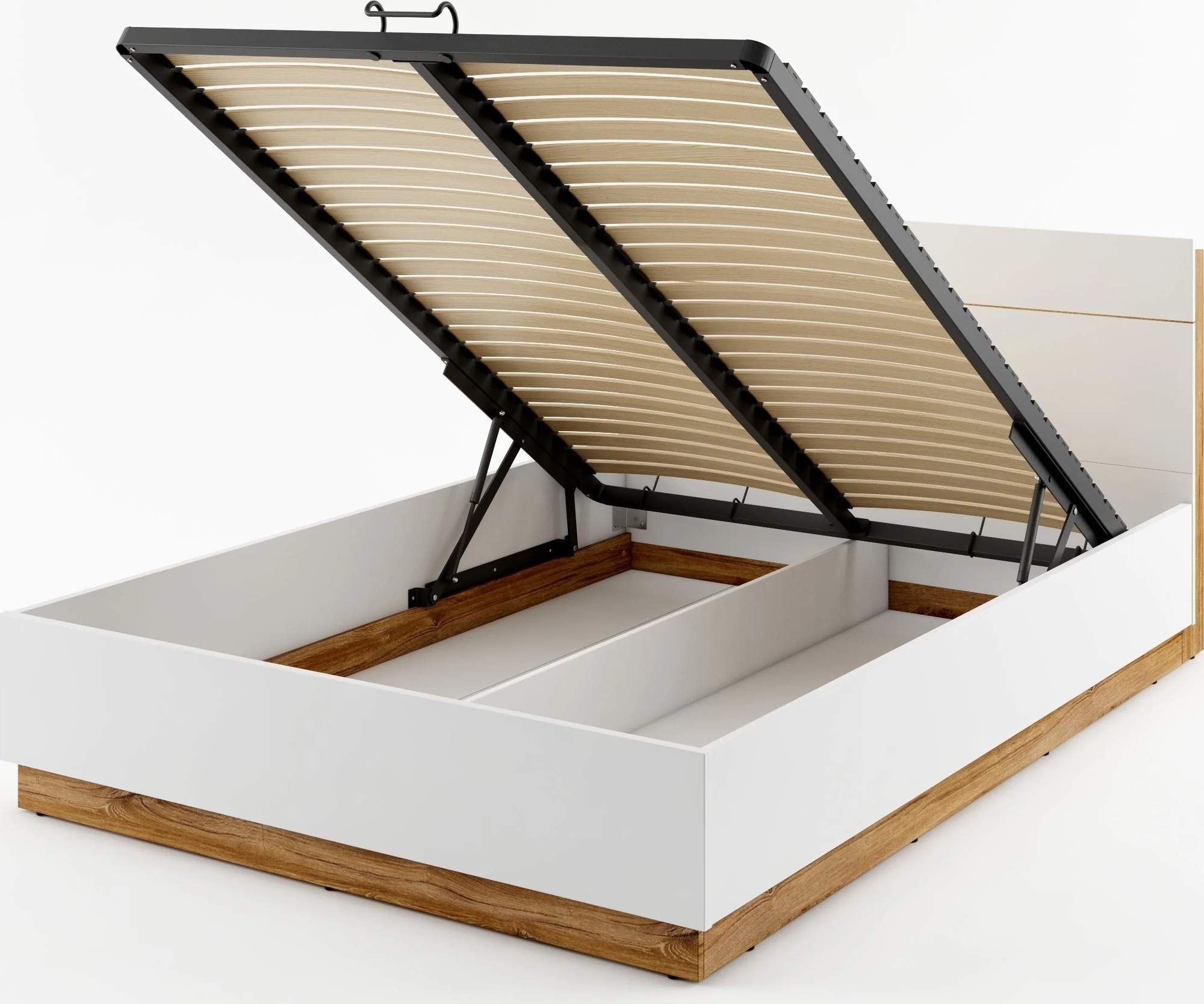 Dentro Bett mit Stauraum 160 x 200 cm - Wei�/Eiche