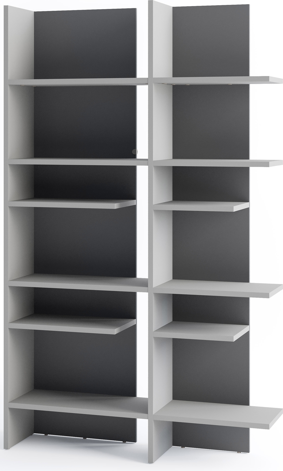 Tiefes Regal mit LED-Beleuchtung links - Grau