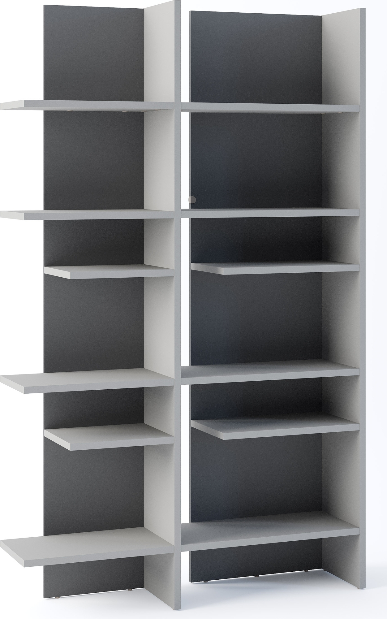 Tiefes Regal mit LED-Beleuchtung rechts - Grau