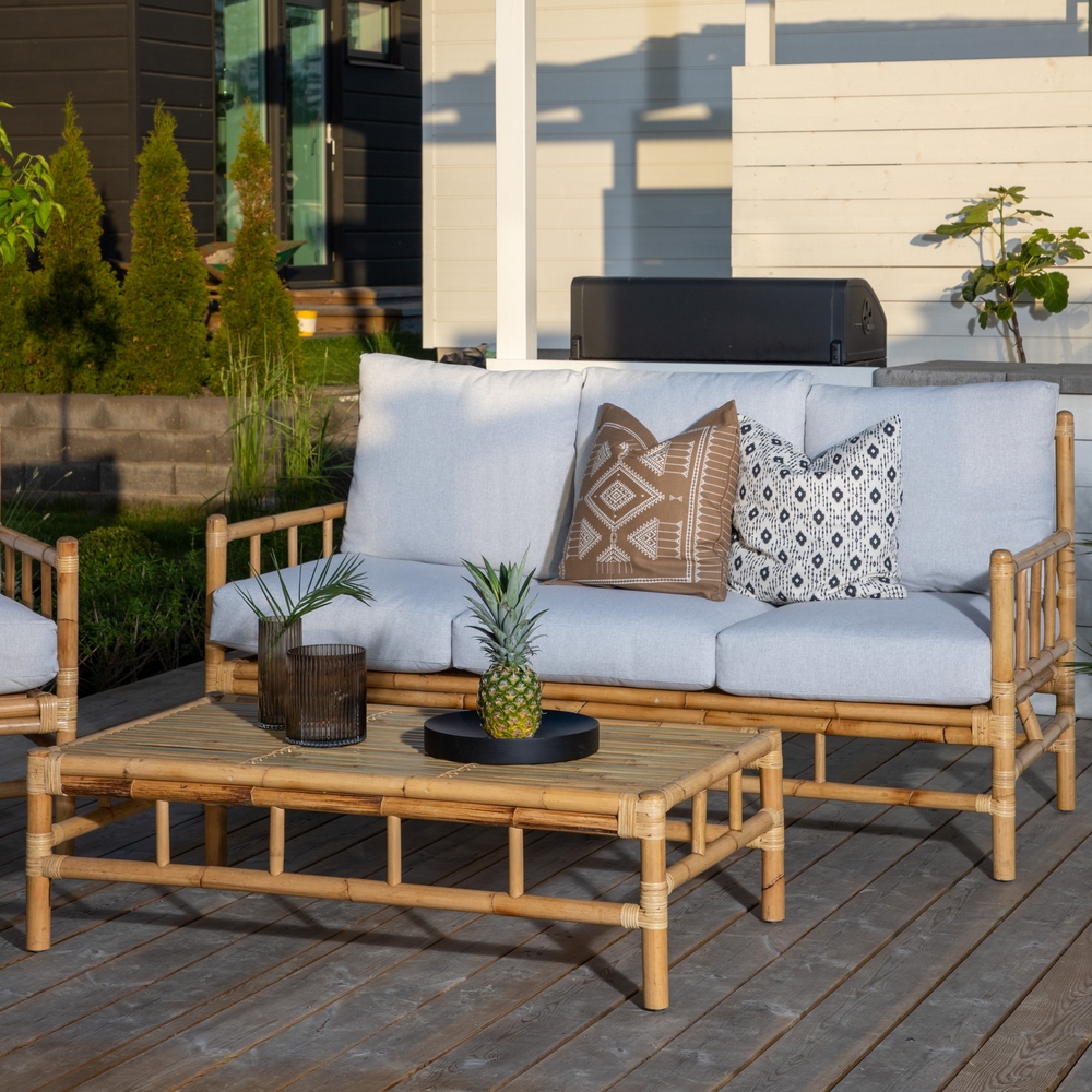 3-Sitzer-Sofa aus Rohrgeflecht - Hellgrau/Natur 3-Sitzer-Sofa aus Rohrgeflecht - Hellgrau/Natur