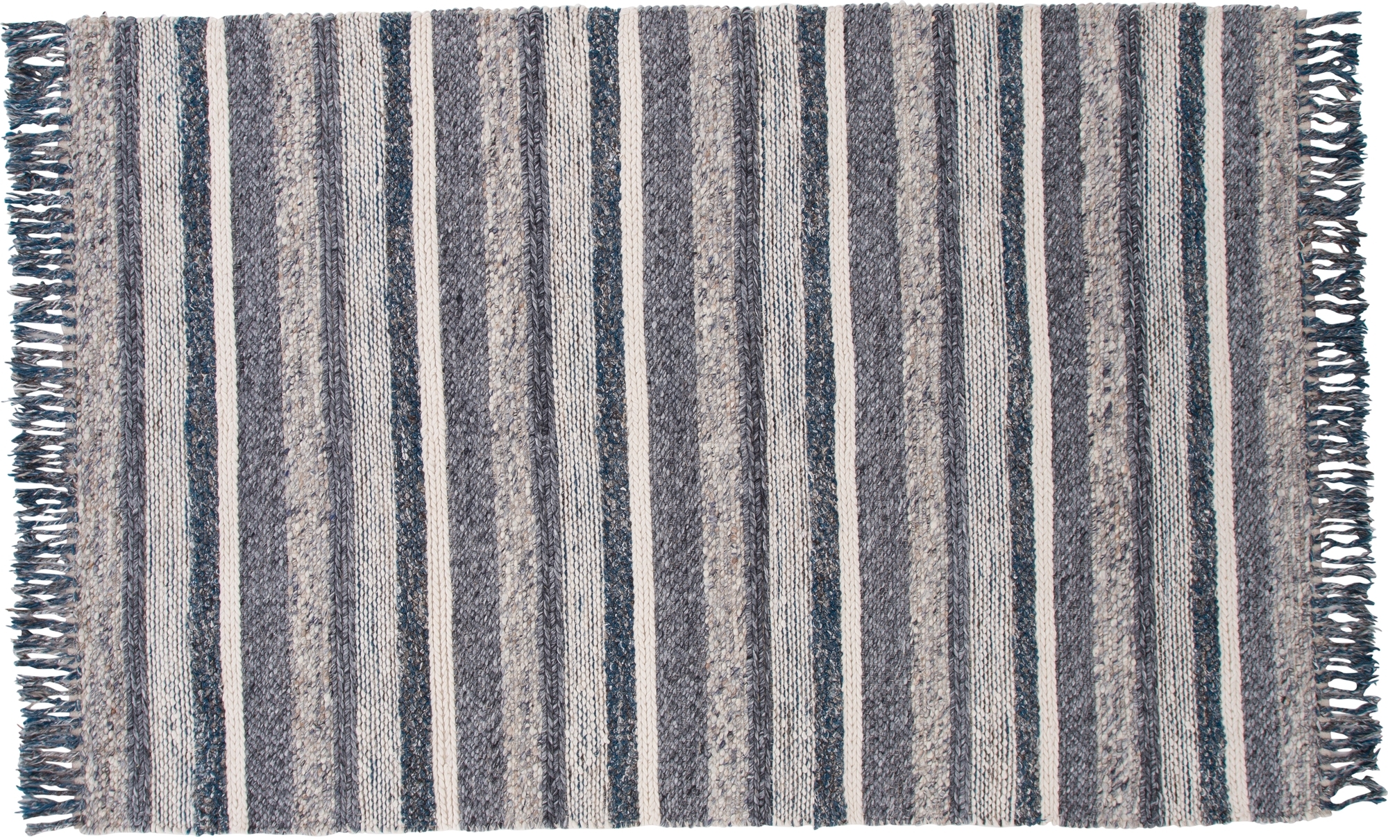 Wollteppich Teg - Marineblau/Grau