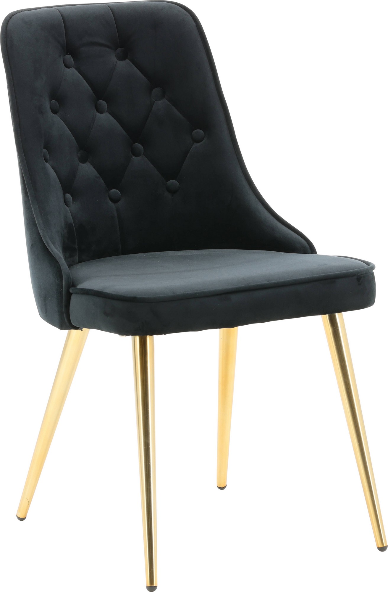 Stuhl aus schwarzem Stoff mit Messingbeinen