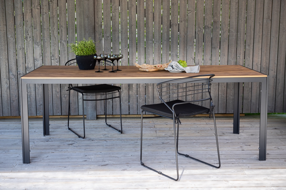 Gartentisch 205 x 90 cm schwarz/natur - Copacabana