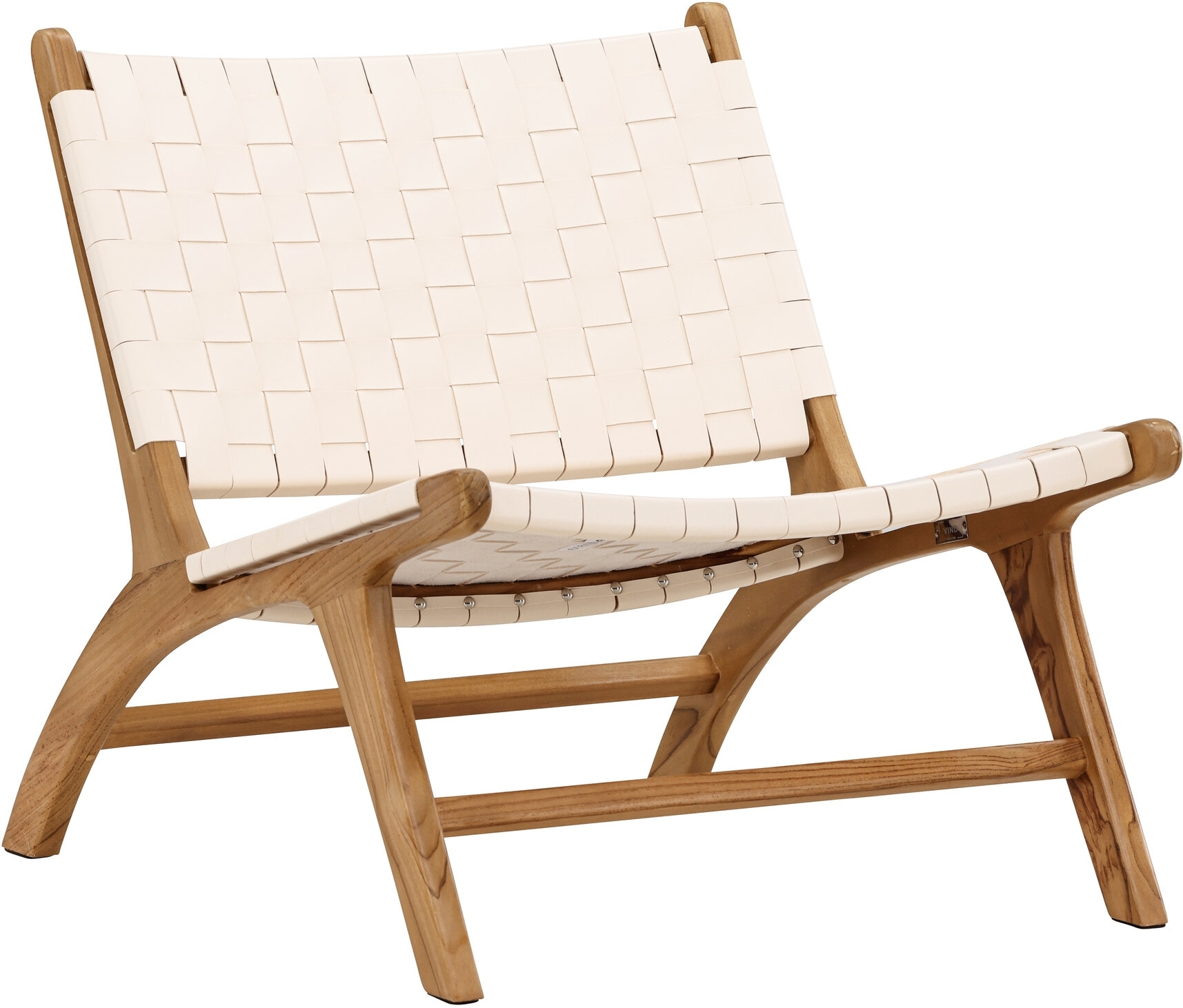 Rike Loungesessel - Creme PU/Teak