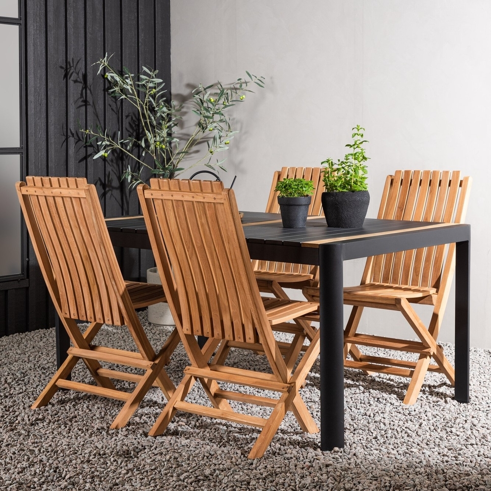 Togo Outdoor-Essgruppe mit 4 Ghana-St�hlen - Schwarz/Teak