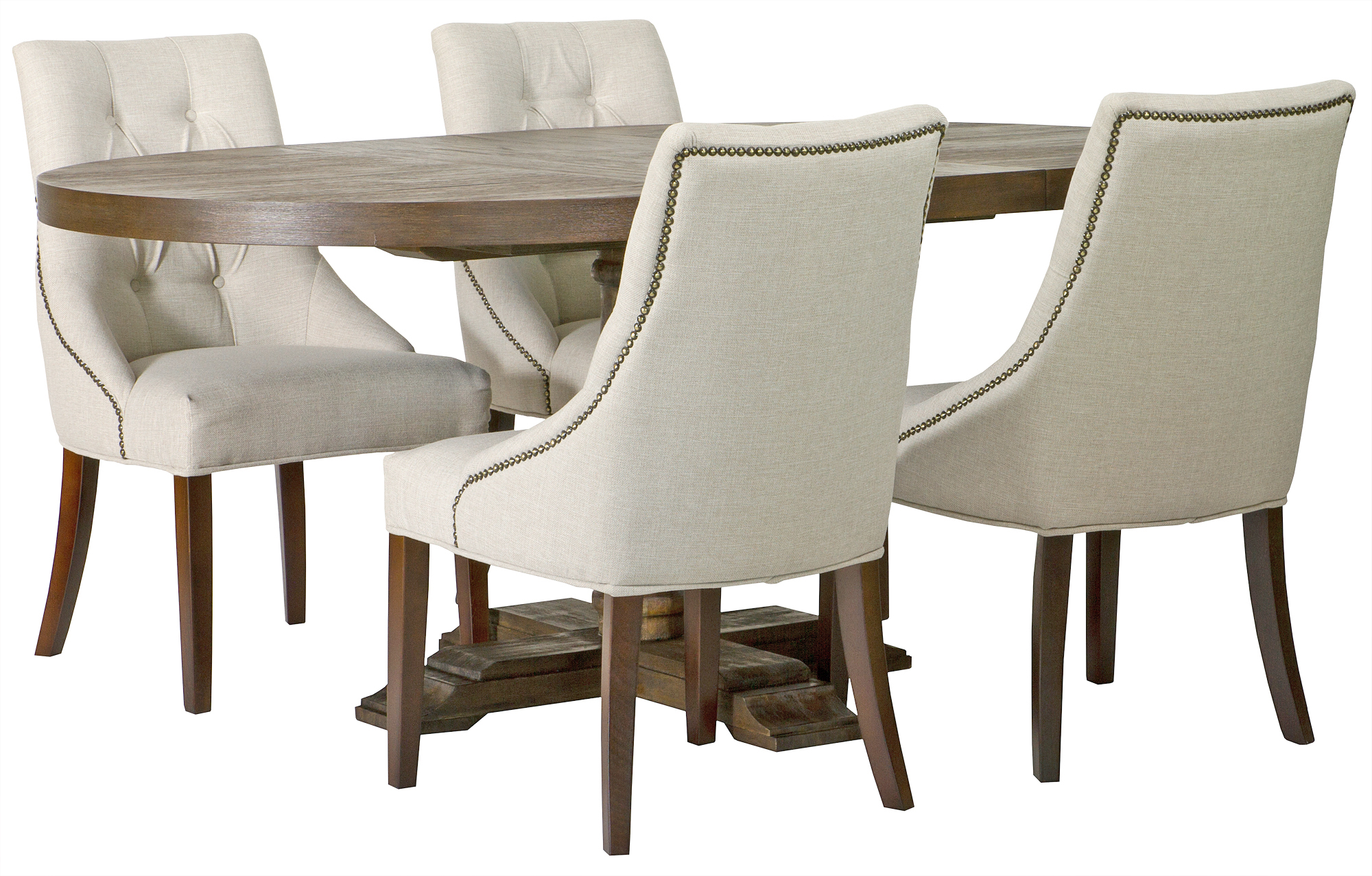 Esstischgruppe: Lamier runder Esstisch - braun + 4 Tuva europa ver II St�hle + 4.00 x Stuhlkissen