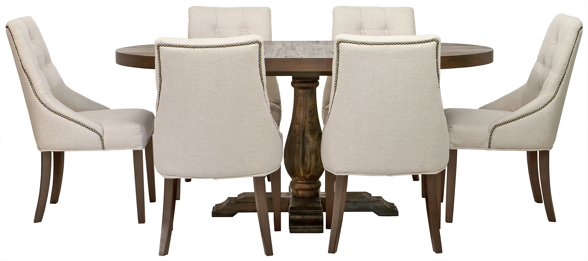 Esstischgruppe: Lamier runder Esstisch + 6 Tuva Europa beige St�hle + 6.00 x Stuhlkissen