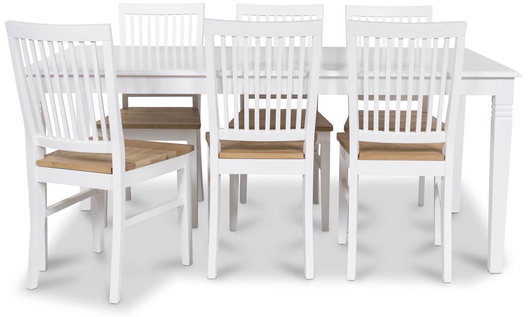 Mellby Esszimmergruppe 180 cm Tisch weiß + 6 Dalarö Esszimmerstühle Mellby Esszimmergruppe 180 cm Tisch weiß + 6 Dalarö Esszimmerstühle