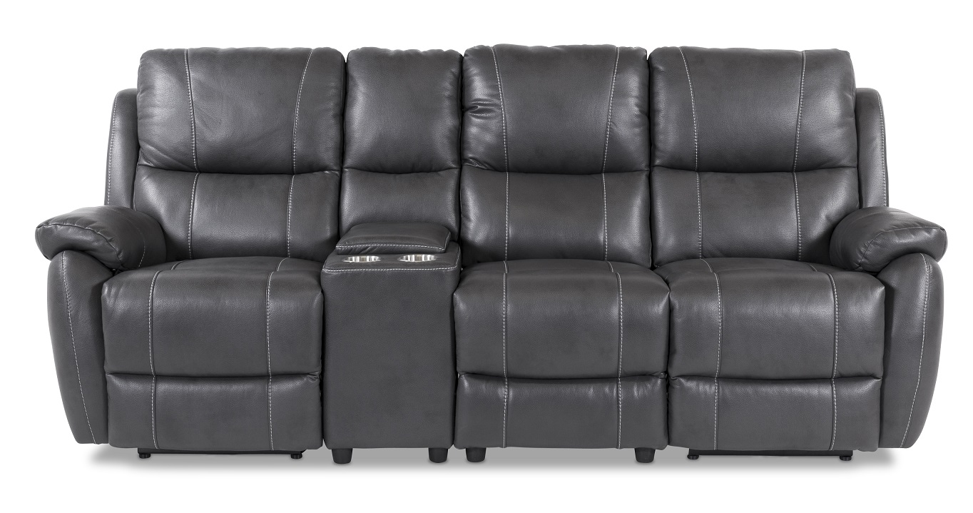 Enjoy Hollywood Reclinersofa (Kinosofa) - 3-Sitzer (elektrisch) aus grauem Kunstleder (Modell H) Enjoy Hollywood Reclinersofa (Kinosofa) - 3-Sitzer (elektrisch) aus grauem Kunstleder (Modell H)