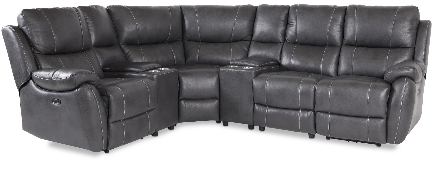 Enjoy Liege-Ecksofa - 4-Sitzer (elektrisch) in grauem Kunstleder (Modell H) Enjoy Liege-Ecksofa - 4-Sitzer (elektrisch) in grauem Kunstleder (Modell H)