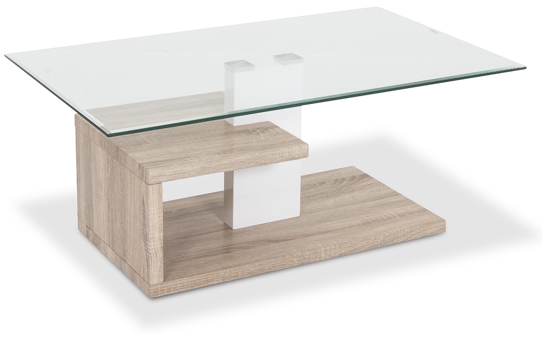 Smaragd Couchtisch - Glas / Furnier Smaragd Couchtisch - Glas / Furnier