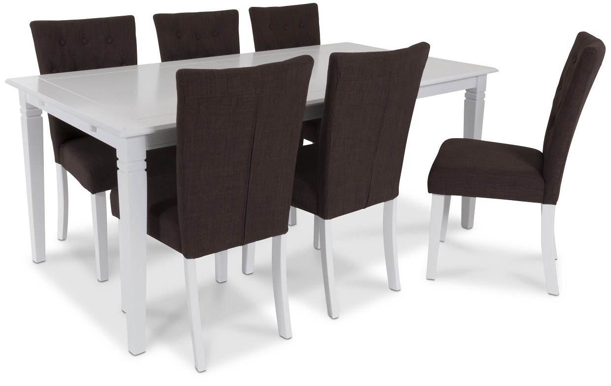 Sandhamn Essgruppe 180 cm mit 6 Crocket-St�hlen - Wei� / Braun