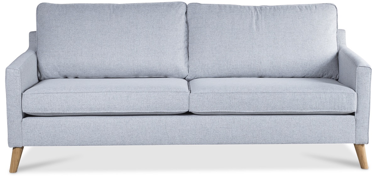 Blues 2-Sitzer-Sofa - Hellgrau / Eiche